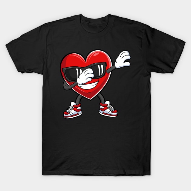 Dabbing Heart Cute Valentines Day Gift For Boys Kids T-Shirt by HCMGift